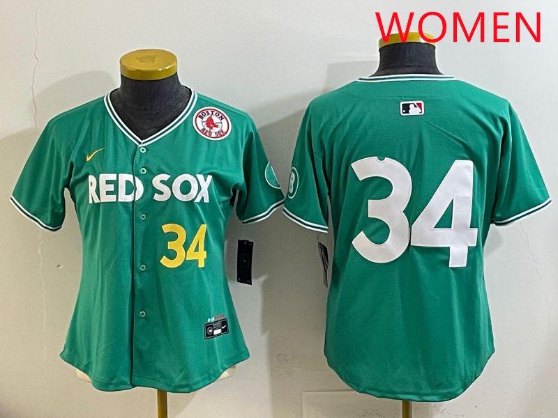 Women Boston Red Sox #34 No Name Green Joint Name Nike 2025 MLB Jersey style 6